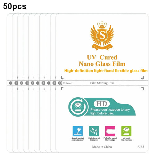 50 Pcs UV Light Curing Film Scratch Resistance Screen Protector For Curved  /  Flat Screens - T135-HD - 1