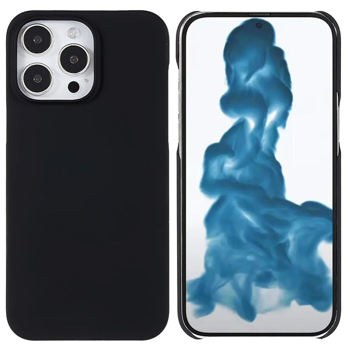 For iPhone 14 Pro Max 6.7 inch Wear-resistant Hard PC Back Cover Rubberized Glossy Surface Anti-shock Protector - Black - 1