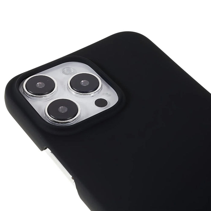 For iPhone 14 Pro Max 6.7 inch Wear-resistant Hard PC Back Cover Rubberized Glossy Surface Anti-shock Protector - Black - 6