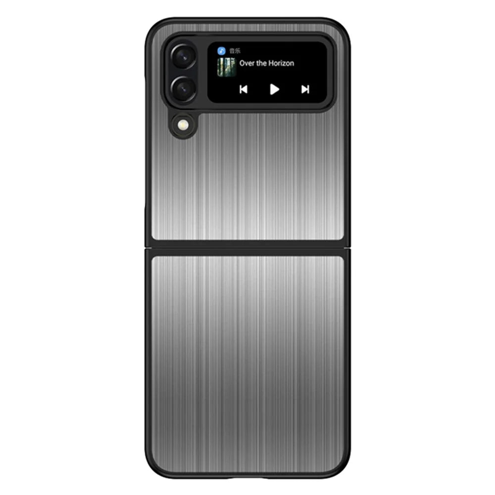 For Samsung Galaxy Z Flip4 5G Stainless Steel + PC Hybrid Case Shockproof Folding Phone Cover - Black - 1