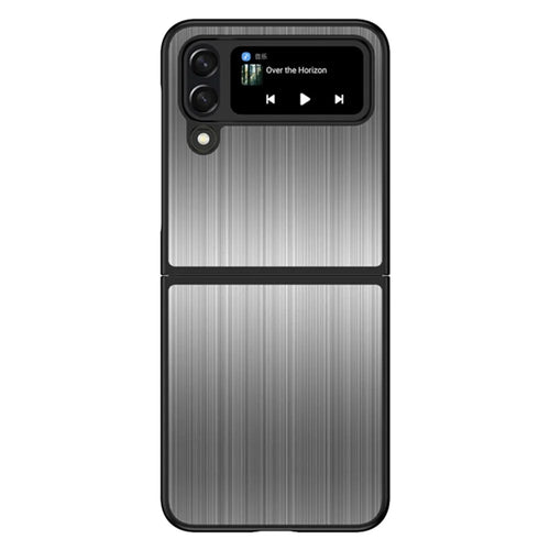 For Samsung Galaxy Z Flip4 5G Stainless Steel + PC Hybrid Case Shockproof Folding Phone Cover - Black - 1