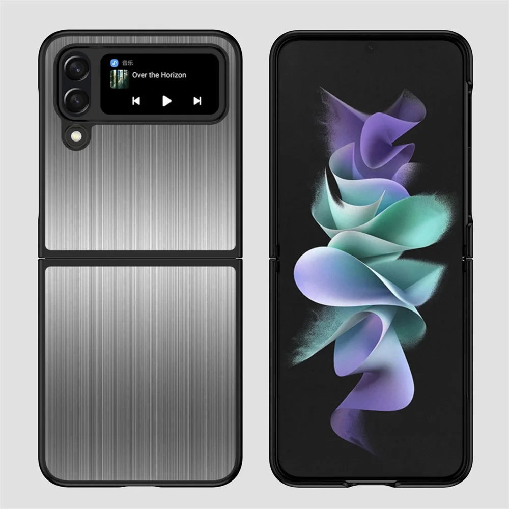 For Samsung Galaxy Z Flip4 5G Stainless Steel + PC Hybrid Case Shockproof Folding Phone Cover - Black - 2