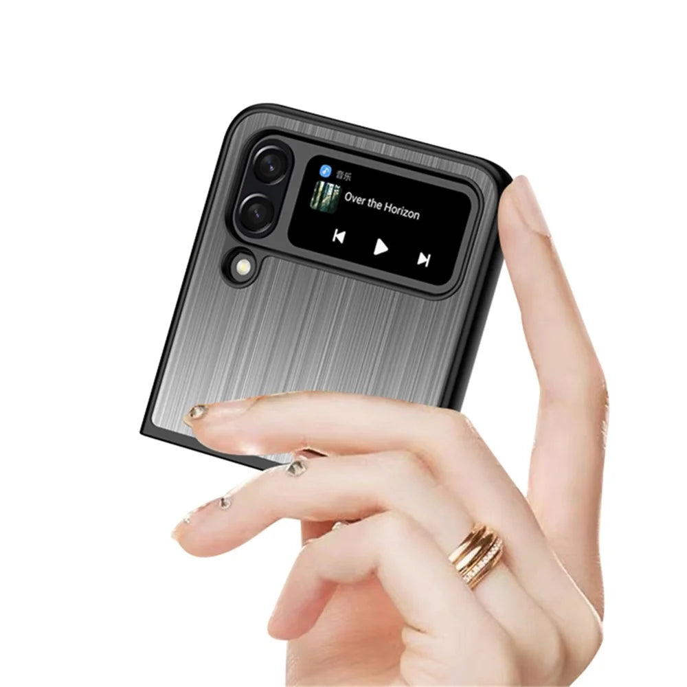 For Samsung Galaxy Z Flip4 5G Stainless Steel + PC Hybrid Case Shockproof Folding Phone Cover - Black - 3