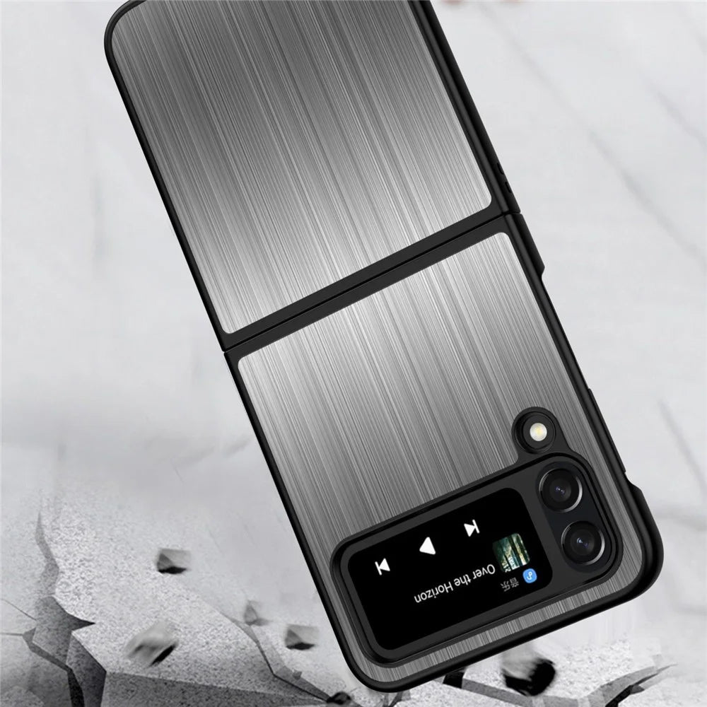 For Samsung Galaxy Z Flip4 5G Stainless Steel + PC Hybrid Case Shockproof Folding Phone Cover - Black - 5