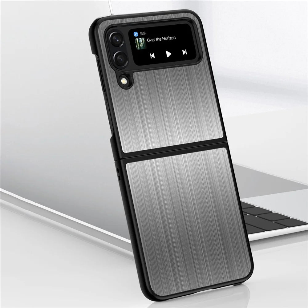 For Samsung Galaxy Z Flip4 5G Stainless Steel + PC Hybrid Case Shockproof Folding Phone Cover - Black - 6