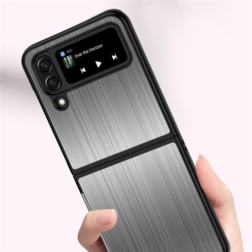 For Samsung Galaxy Z Flip4 5G Stainless Steel + PC Hybrid Case Shockproof Folding Phone Cover - Black - 7