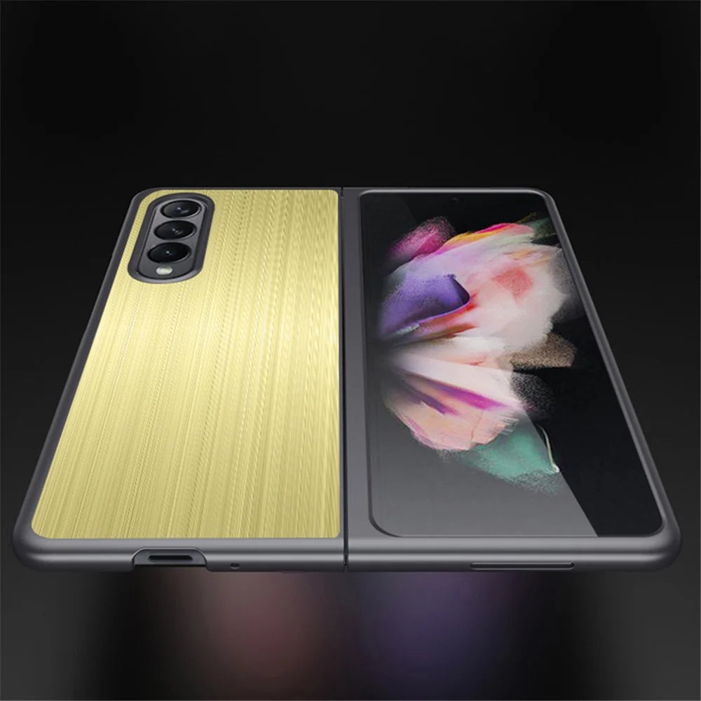 For Samsung Galaxy Z Fold4 5G Drop-proof Folding Phone Case Stainless Steel + PC Protective Cover - Black - 5