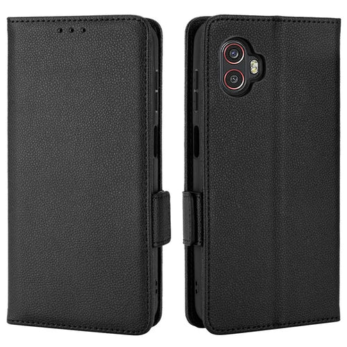 For Samsung Galaxy Xcover6 Pro 5G Anti-scratch Phone Flip Folio Case Litchi Texture Dual Magnetic Clasp PU Leather Phone Cover Wallet Stand - Black - 1
