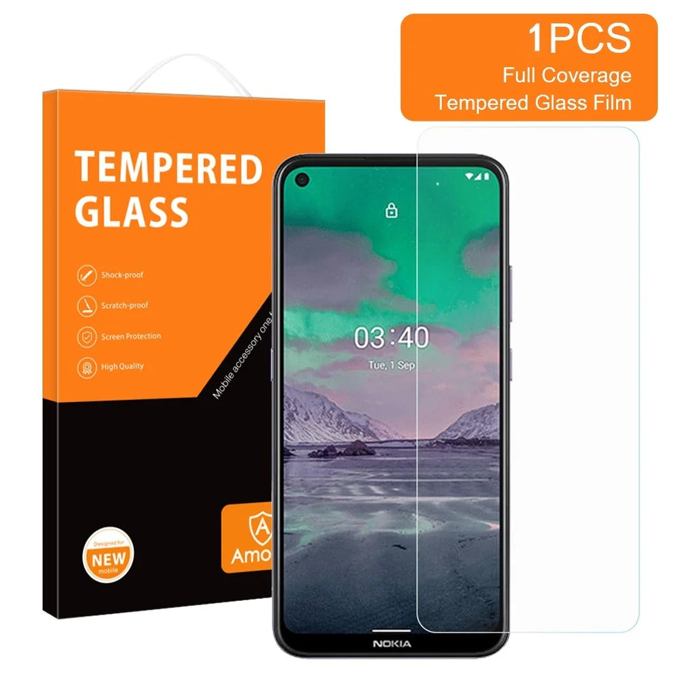 AMORUS Screen Film for Nokia 3.4 2.5D High Aluminum-silicon Glass HD Clear High Hardness Anti-explosion Protector - 2