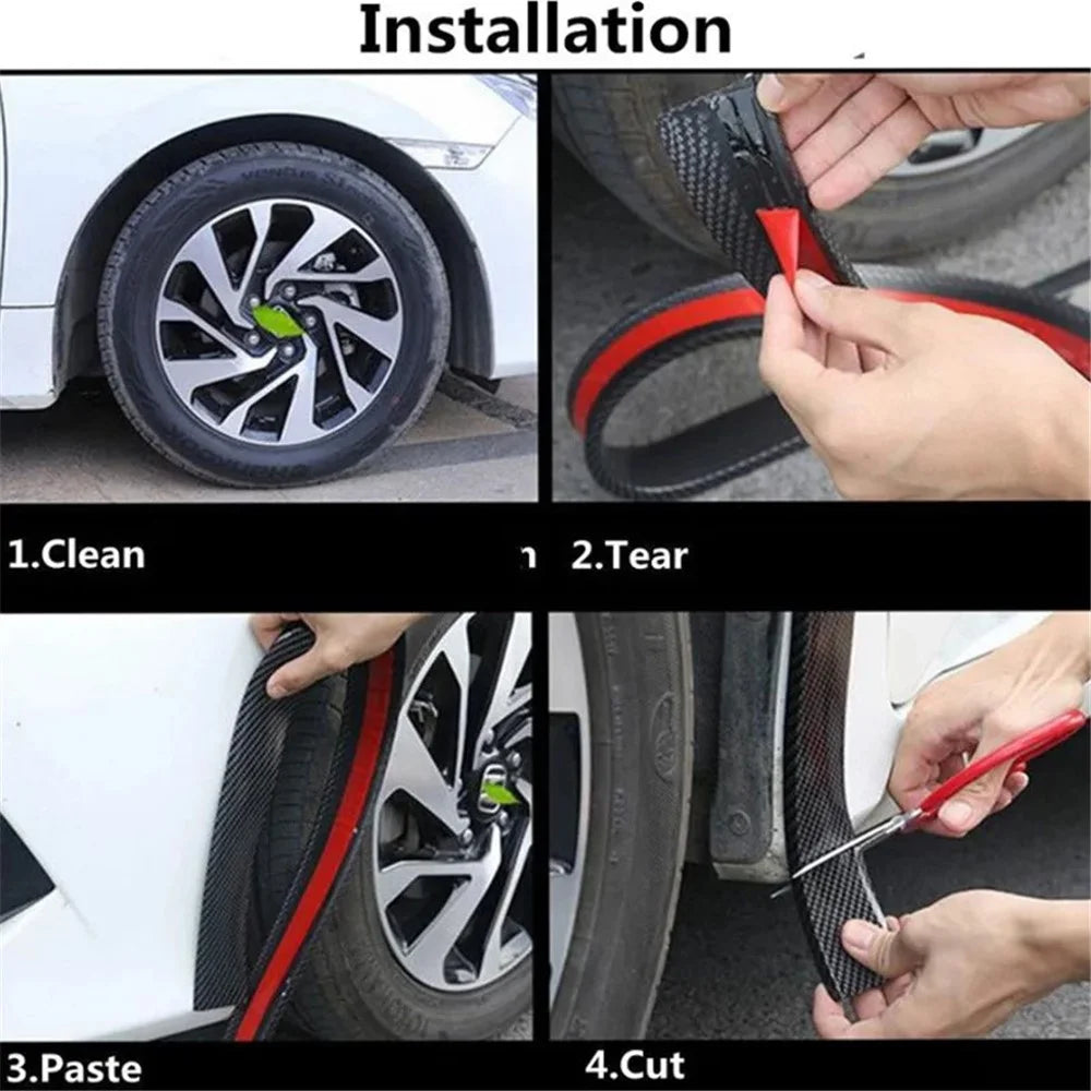 4.5cm Width Car Wheel Eyebrow Anti-Collision PVC Strip Wheel Arch Fender Trim Sticker, 1.5m - Carbon Fiber - 7