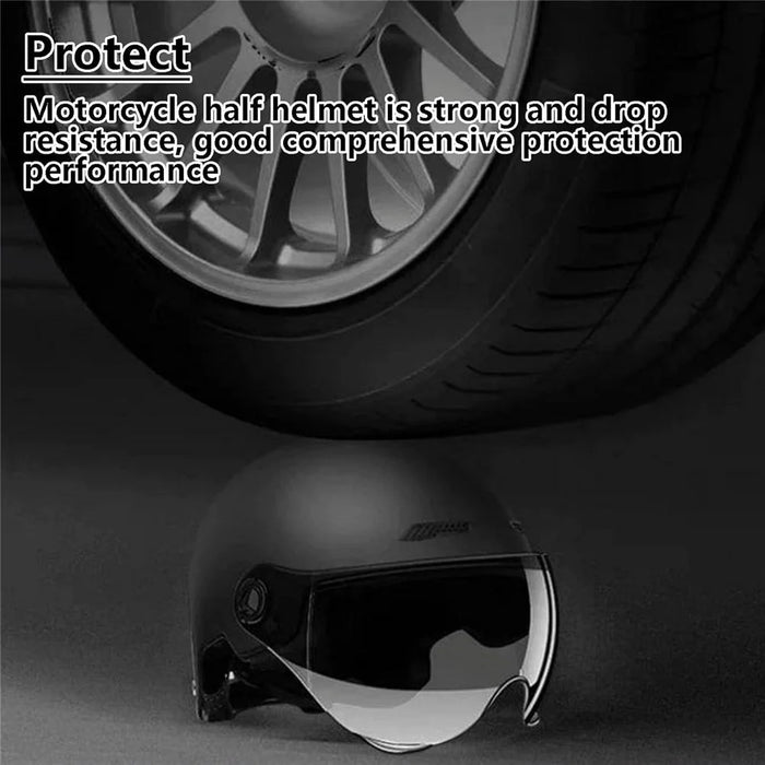 Electric Bike Helmet Unisex Summer Breathable E-Bike Helmet with Transparent Short Lens - Matte Black - 3