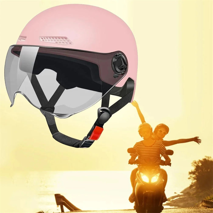 Electric Bike Helmet Unisex Summer Breathable E-Bike Helmet with Transparent Short Lens - Matte Black - 7