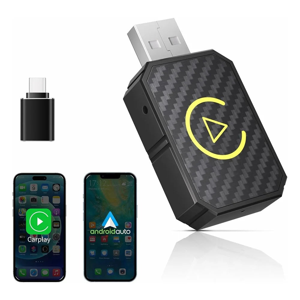 R5050 2 In 1 Wireless CarPlay Android Auto Adapter Carbon Fiber Texture WiFi Bluetooth-compatible 5.0 Smart Dongle - 2