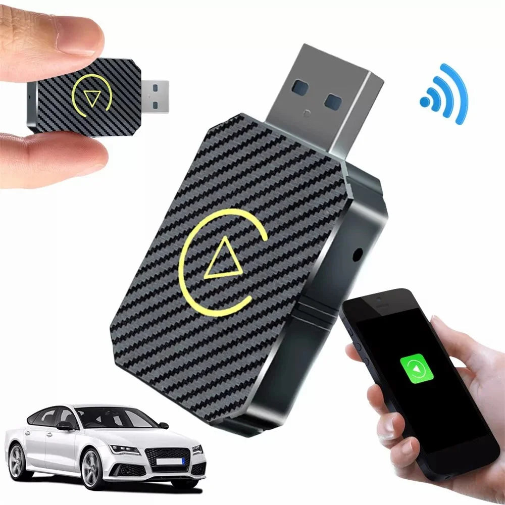 R5050 2 In 1 Wireless CarPlay Android Auto Adapter Carbon Fiber Texture WiFi Bluetooth-compatible 5.0 Smart Dongle - 3