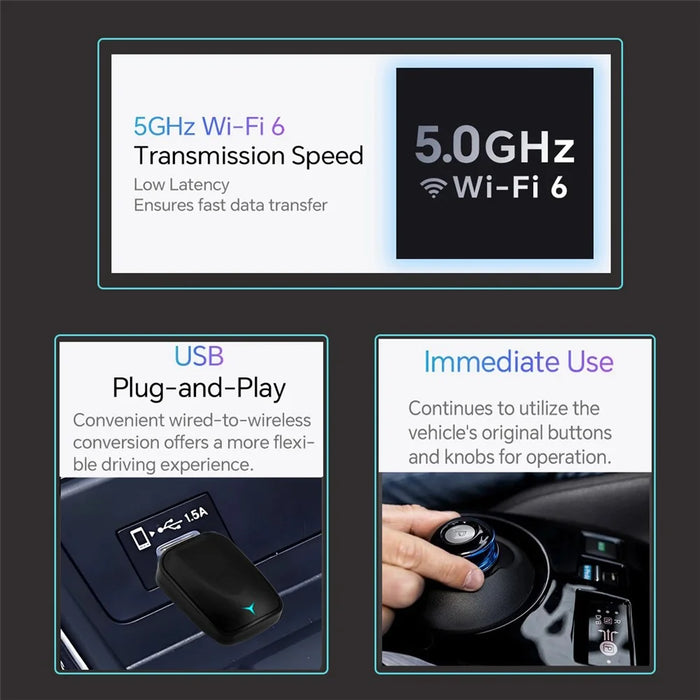 R5032 2 In 1 Wireless CarPlay Android Auto Adapter Plug and Play WiFi Bluetooth-compatible 5.0 Smart Dongle - 6