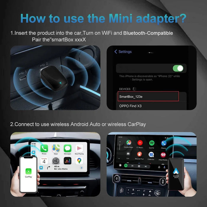 R5032 2 In 1 Wireless CarPlay Android Auto Adapter Plug and Play WiFi Bluetooth-compatible 5.0 Smart Dongle - 7