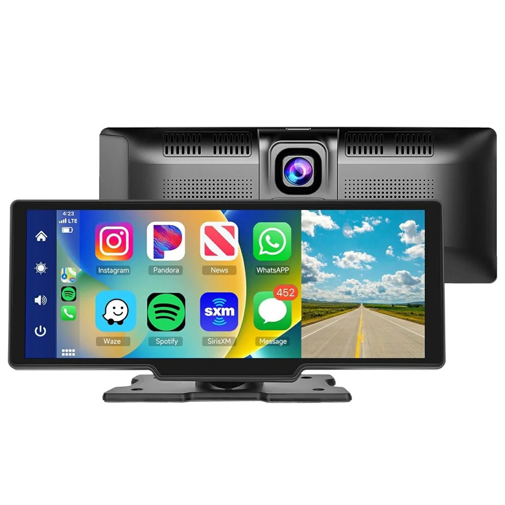 RH-W518 10.26 inch Portable Wireless CarPlay Display Built-in 4K Dash Cam and 1080P Backup Camera for Apple CarPlay  /  Android Auto - 1