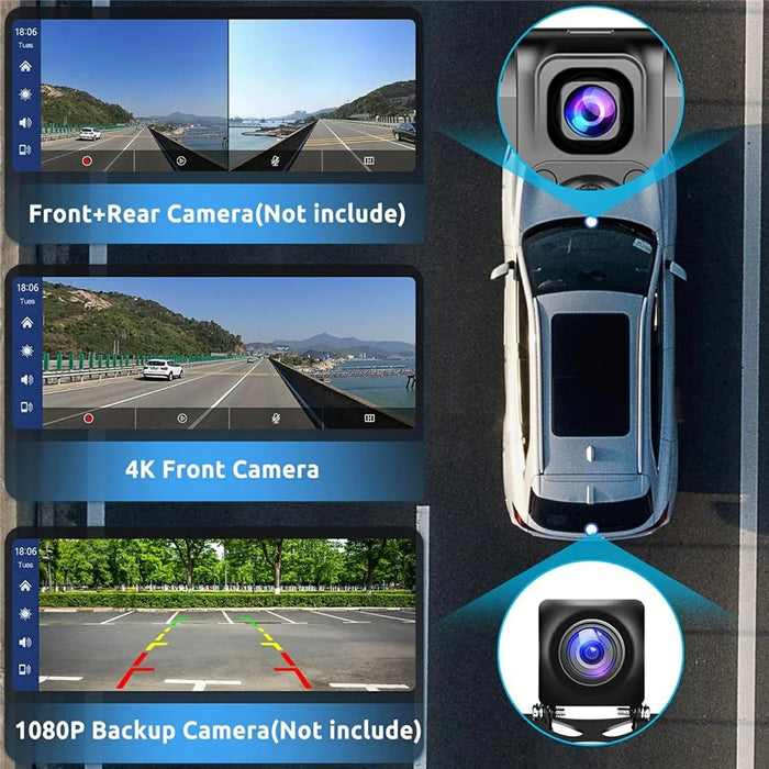 RH-W518 10.26 inch Portable Wireless CarPlay Display Built-in 4K Dash Cam and 1080P Backup Camera for Apple CarPlay  /  Android Auto - 5