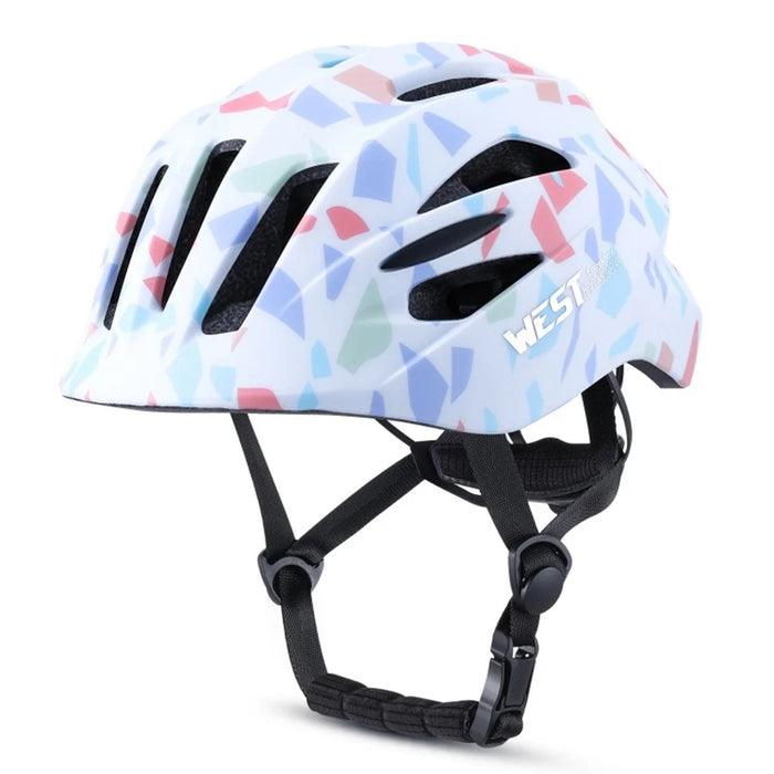 WEST BIKING YP0708127 Kids Helmet One-piece Molding 16 Vents Adjustable Bicycle Helmet Kid's Head Protector for Cycling Skating Scooter - S (50-54cm)  /  Dream Fragments - 1