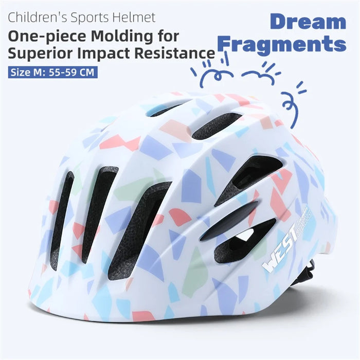 WEST BIKING YP0708127 Kids Helmet One-piece Molding 16 Vents Adjustable Bicycle Helmet Kid's Head Protector for Cycling Skating Scooter - S (50-54cm)  /  Dream Fragments - 2