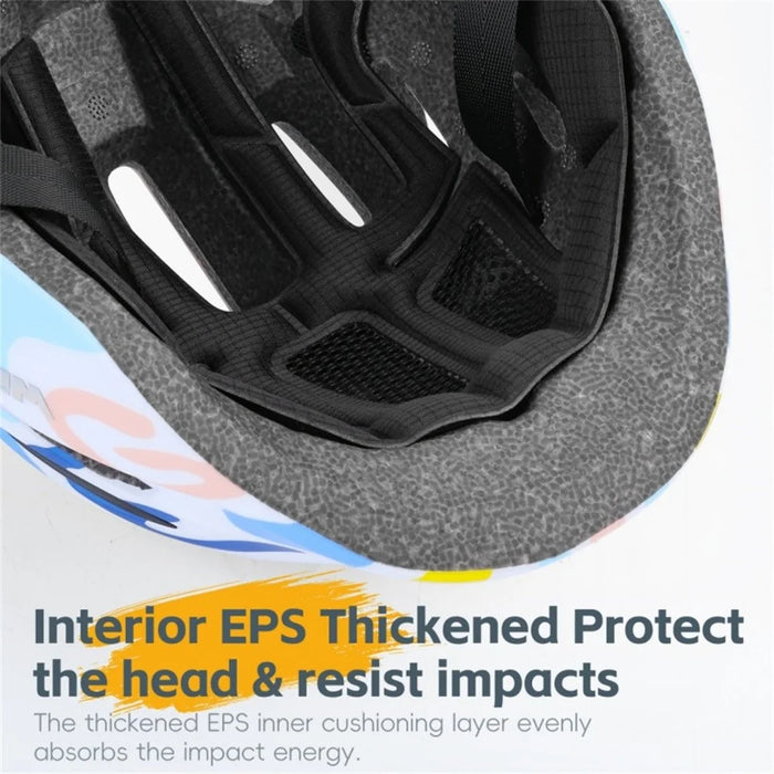 WEST BIKING YP0708127 Kids Helmet One-piece Molding 16 Vents Adjustable Bicycle Helmet Kid's Head Protector for Cycling Skating Scooter - S (50-54cm)  /  Dream Fragments - 6