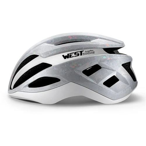 WEST BIKING YP0708123-124 Aerodynamic Cycling Helmet 10 Vents Magnetic Buckle Antibacterial Lining Road Mountain Bike Helmet - Mirror White  /  (58-61cm) - 1