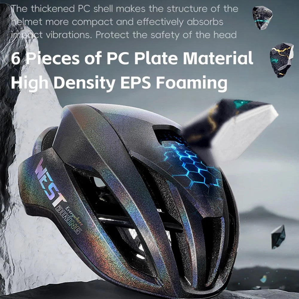 WEST BIKING YP0708123-124 Aerodynamic Cycling Helmet 10 Vents Magnetic Buckle Antibacterial Lining Road Mountain Bike Helmet - Mirror White  /  (58-61cm) - 6