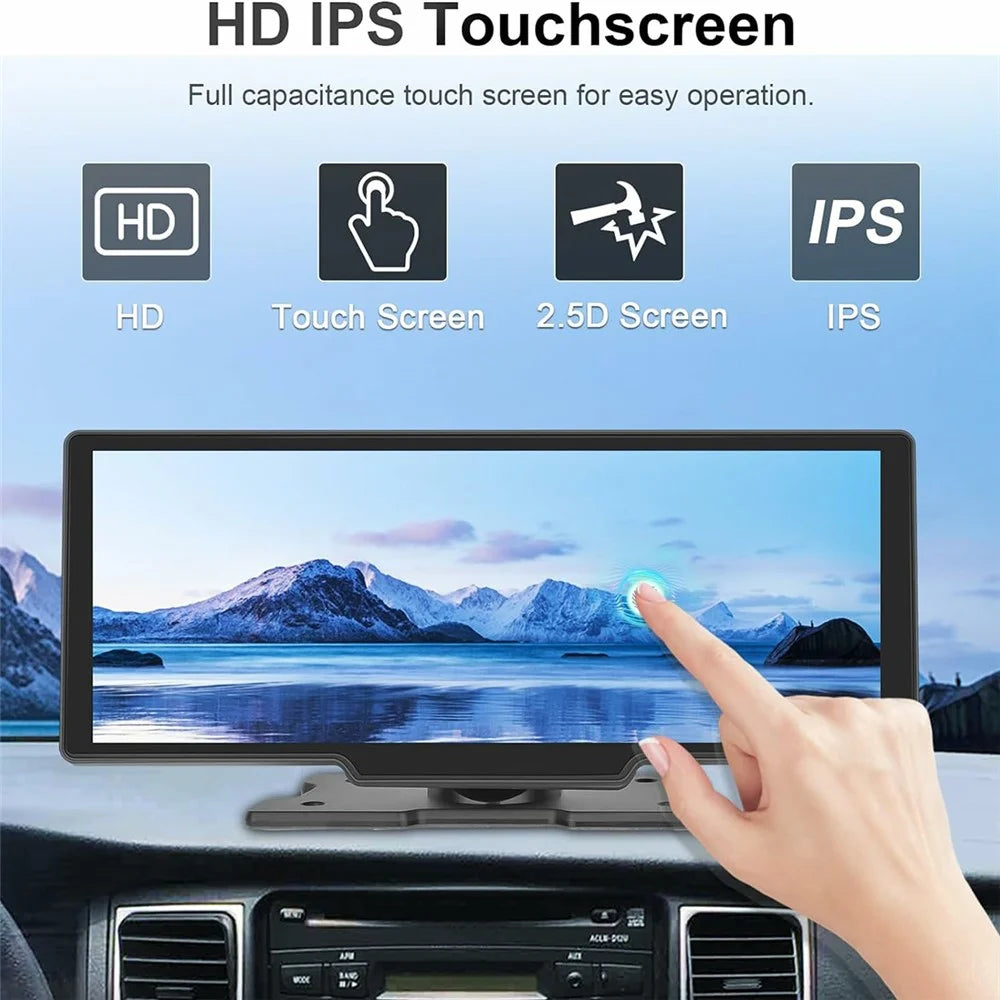 RH-W515B 10.26 Inch Portable Car Display Screen Wireless CarPlay Android Auto Touchscreen Car Monitor with 12-LED Rear Camera - 3