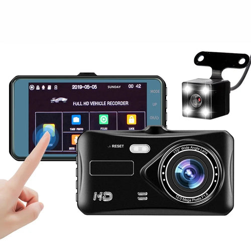 4 inch Car DVR 1080P HD Parking Monitoring Loop Recording Night Vision Dash Cam Front Rear Dual Camera Car Driving Recorder - 1
