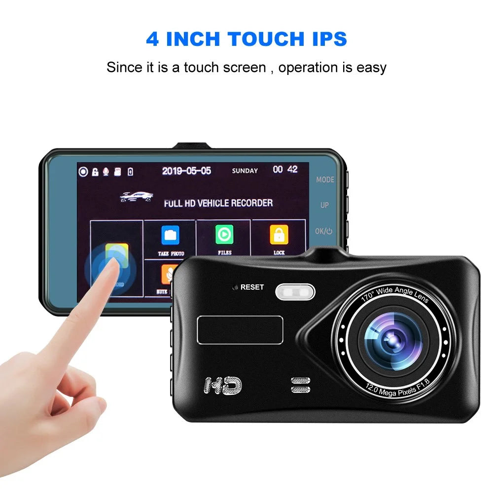 4 inch Car DVR 1080P HD Parking Monitoring Loop Recording Night Vision Dash Cam Front Rear Dual Camera Car Driving Recorder - 5