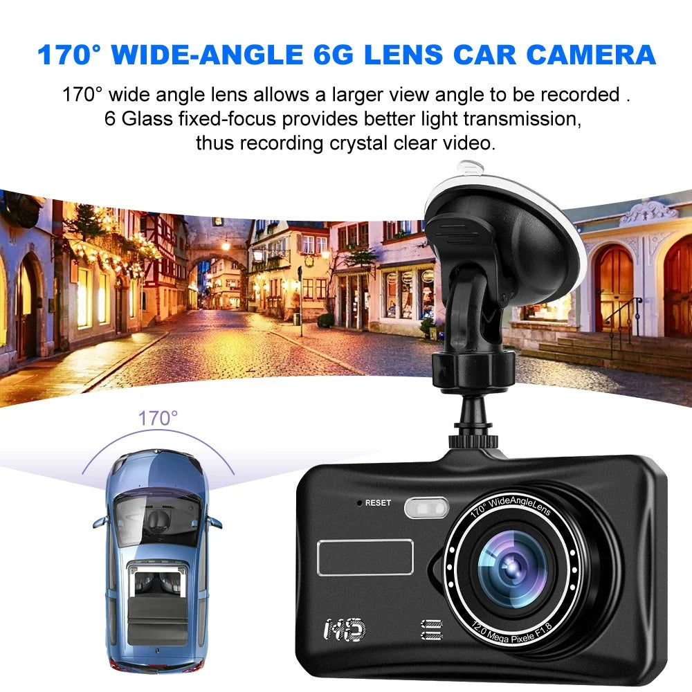 4 inch Car DVR 1080P HD Parking Monitoring Loop Recording Night Vision Dash Cam Front Rear Dual Camera Car Driving Recorder - 7