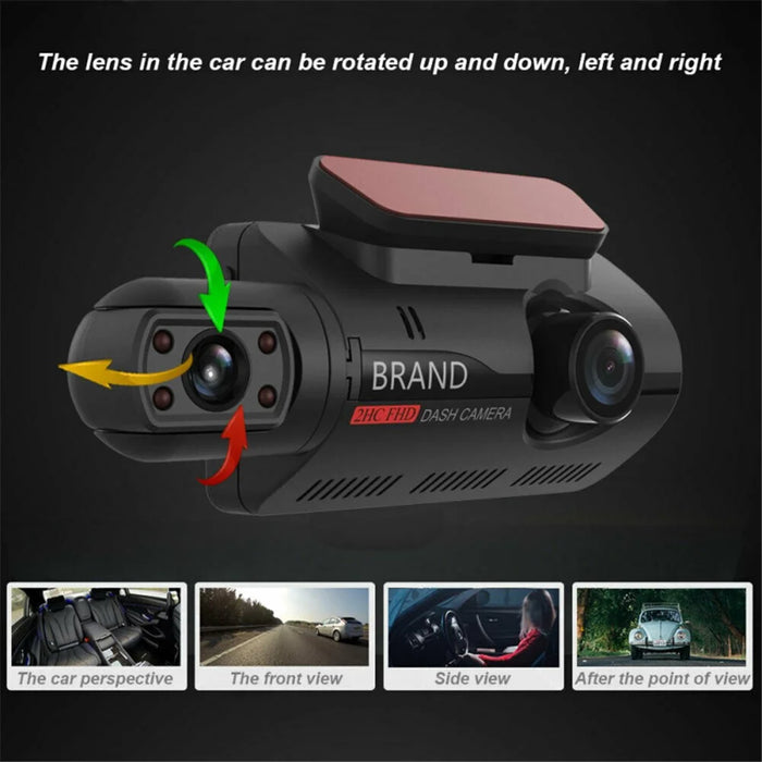 A68 3 inch 110 Degrees Car DVR 1080P HD Parking Monitoring Loop Recording Dash Cam Front Rear Dual Camera Driving Recorder - 2