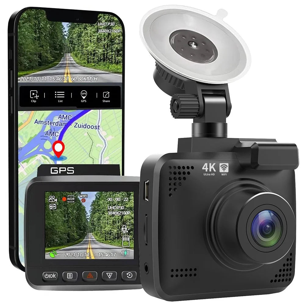V53 4K UHD 2160P Car Parking Camera WiFi GPS Car Dashboard Camera Recorder 170-degree Wide Vision G-Sensor Design for AZDOME GS63H - 1