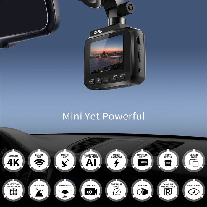 V53 4K UHD 2160P Car Parking Camera WiFi GPS Car Dashboard Camera Recorder 170-degree Wide Vision G-Sensor Design for AZDOME GS63H - 5