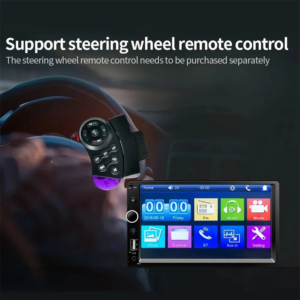 7520-1 7-inch Touch Screen Double Din Car Bluetooth-compatible MP5 Player Reverse Image FM Radio HD Video Audio Player - 3