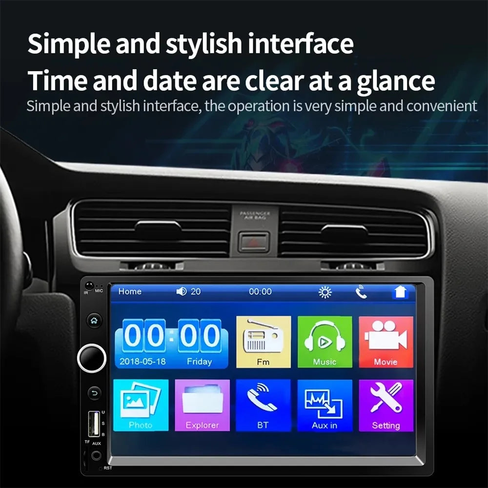 7520-1 7-inch Touch Screen Double Din Car Bluetooth-compatible MP5 Player Reverse Image FM Radio HD Video Audio Player - 4