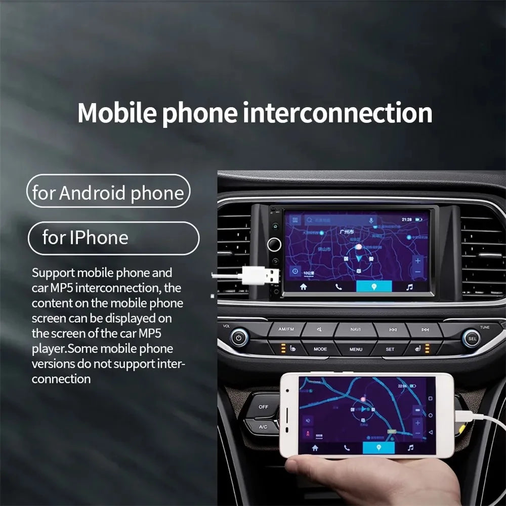 7520-1 7-inch Touch Screen Double Din Car Bluetooth-compatible MP5 Player Reverse Image FM Radio HD Video Audio Player - 5