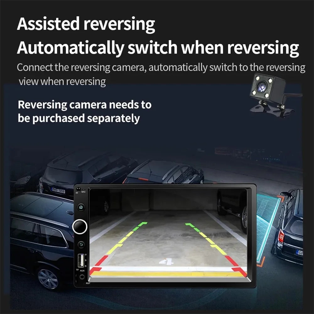 7520-1 7-inch Touch Screen Double Din Car Bluetooth-compatible MP5 Player Reverse Image FM Radio HD Video Audio Player - 7