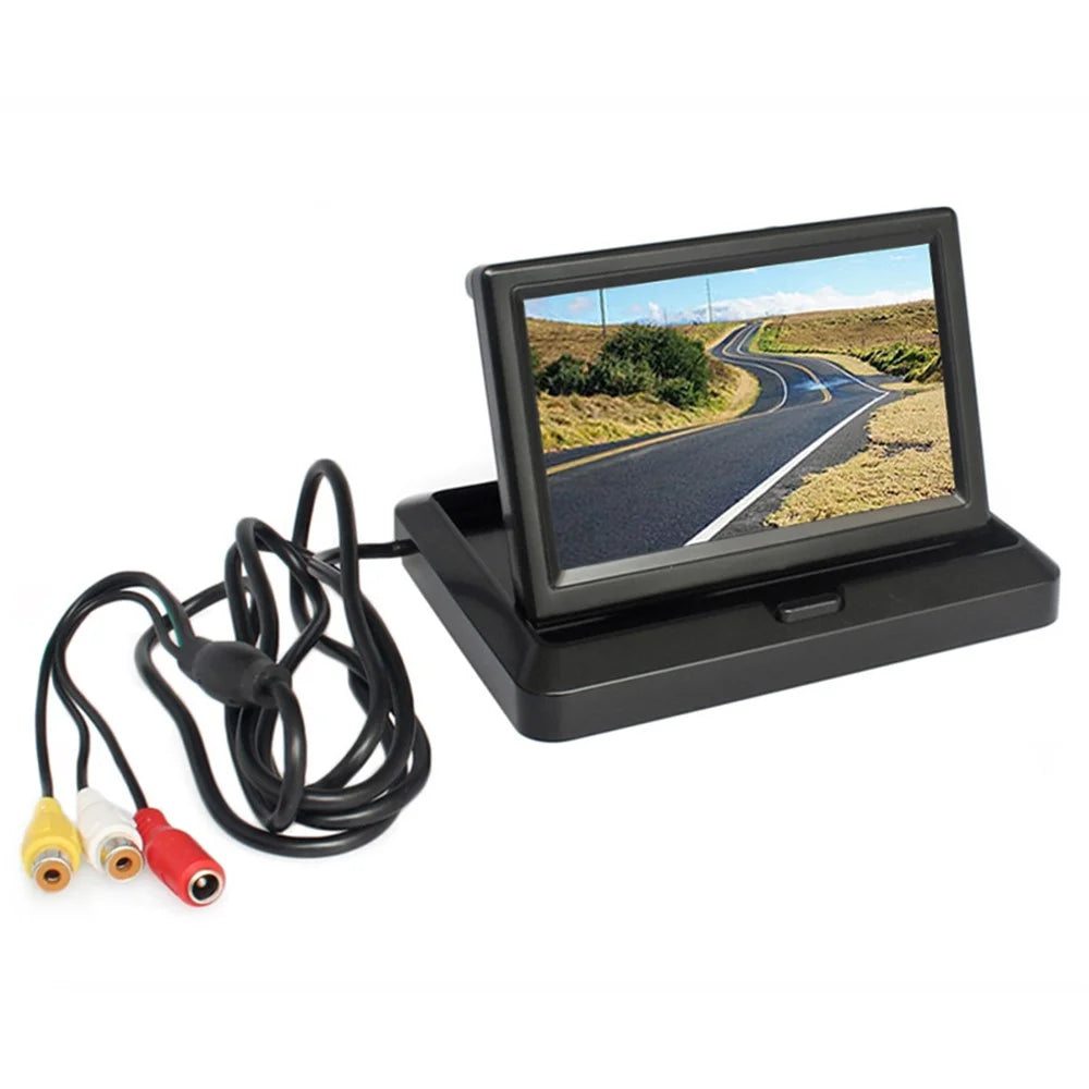5" IPS AHD Screen Video Display Monitor Folding Rear View Camera Parking and Reverse System - AV Connector - 1