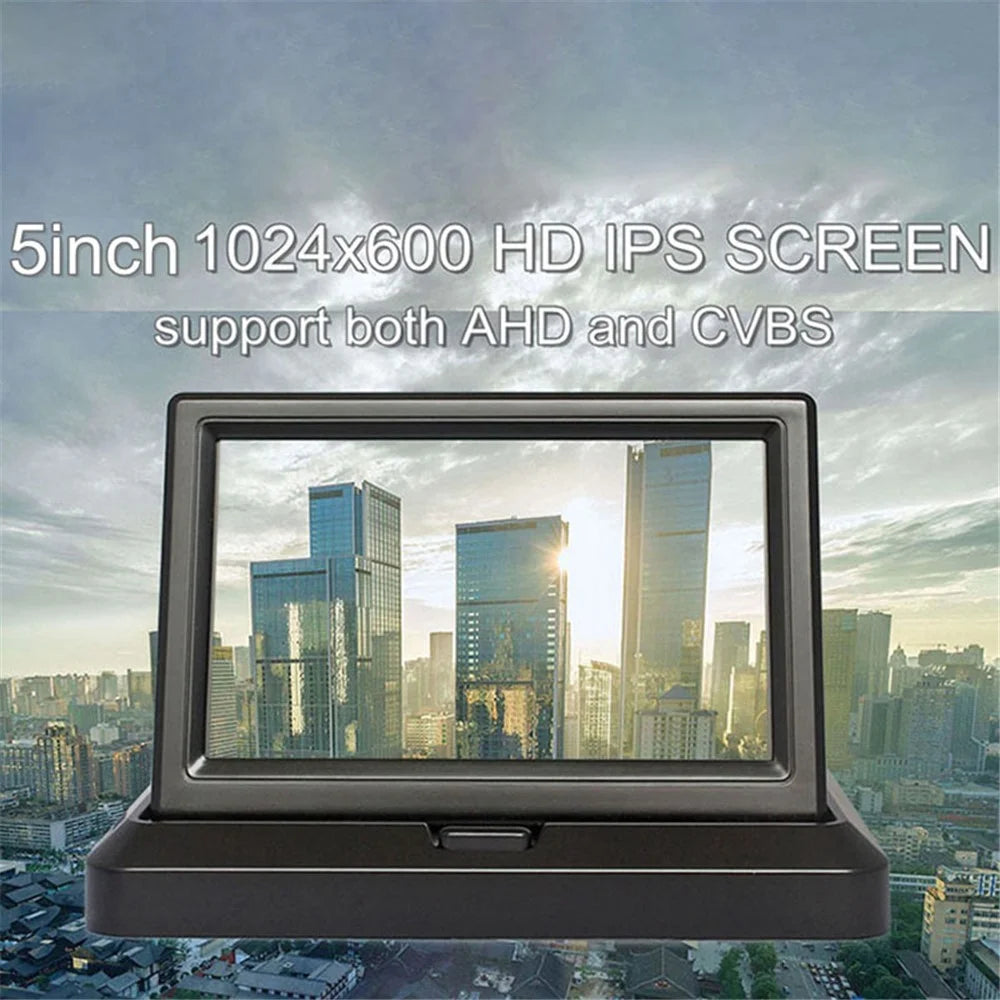 5" IPS AHD Screen Video Display Monitor Folding Rear View Camera Parking and Reverse System - AV Connector - 6