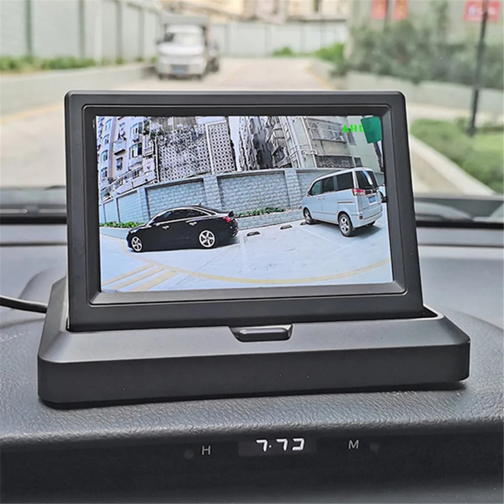 5" IPS AHD Screen Video Display Monitor Folding Rear View Camera Parking and Reverse System - AV Connector - 7