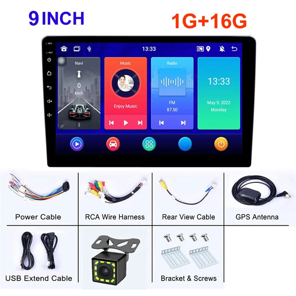 R-750A 9-inch HD IPS Screen GPS Navigator 1G+16GB Android Car Player with 12 LED Rear View Camera - 2