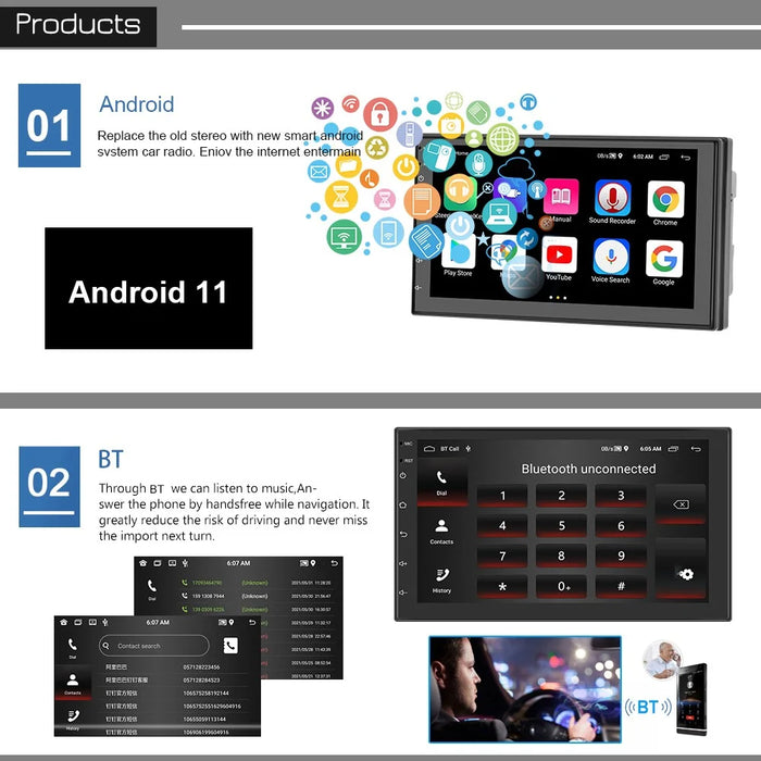 R-730A Car GPS Navigation DVD 1G+16GB 7 inch HD 1080P IPS Touchscreen Car GPS Navigator FM Radio with 12 LED Rear View Camera - 3