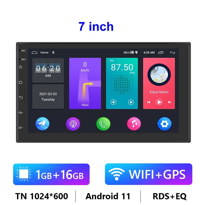 R-730 7 inch Android 11 Car Stereo with 1G+16GB GPS Navigation Touchscreen FM Radio with Dual USB Input - 2
