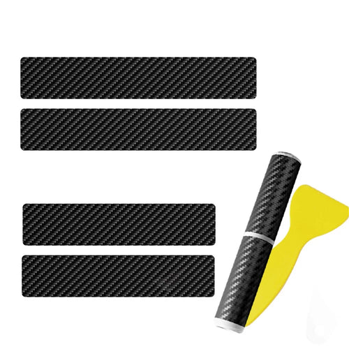 1304 4Pcs / Set Universal Car Door Sill Decorative Sticker Anti-scratch PVC Carbon Fiber Texture Decals - Black - 1