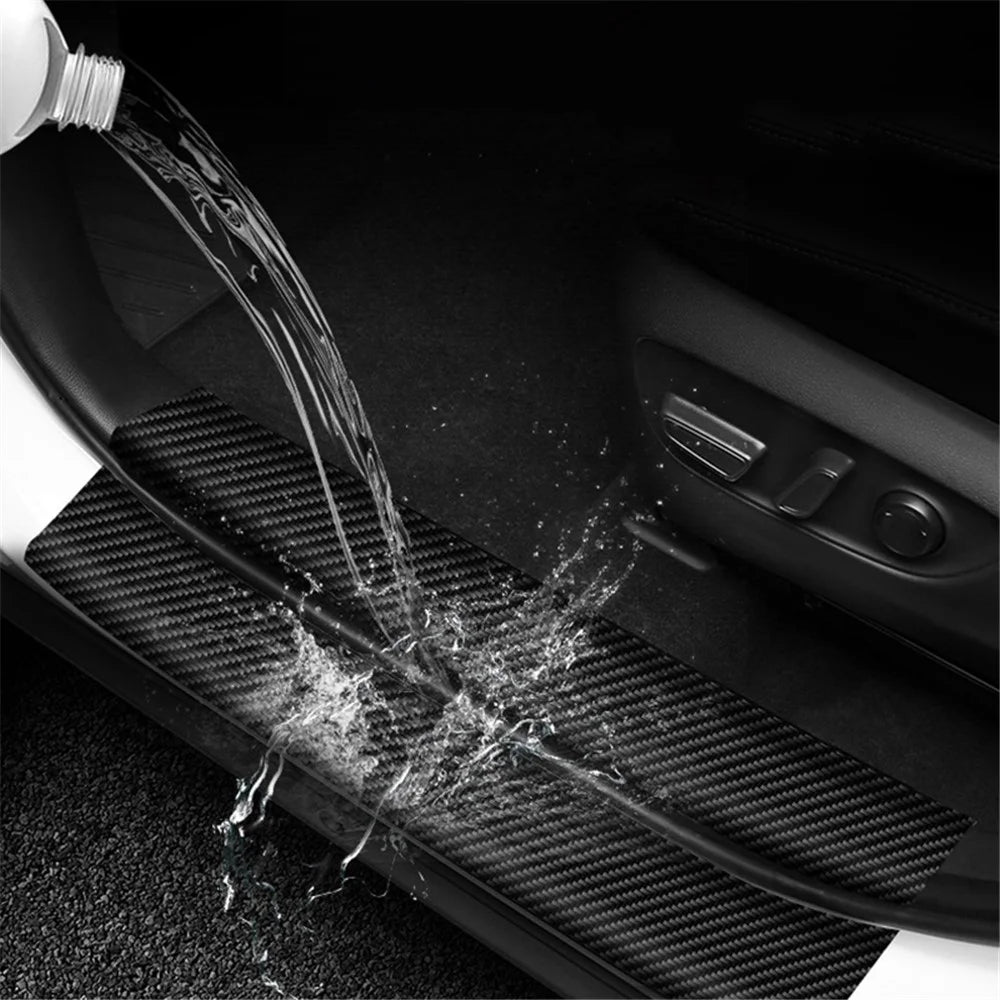 1304 4Pcs / Set Universal Car Door Sill Decorative Sticker Anti-scratch PVC Carbon Fiber Texture Decals - Black - 6