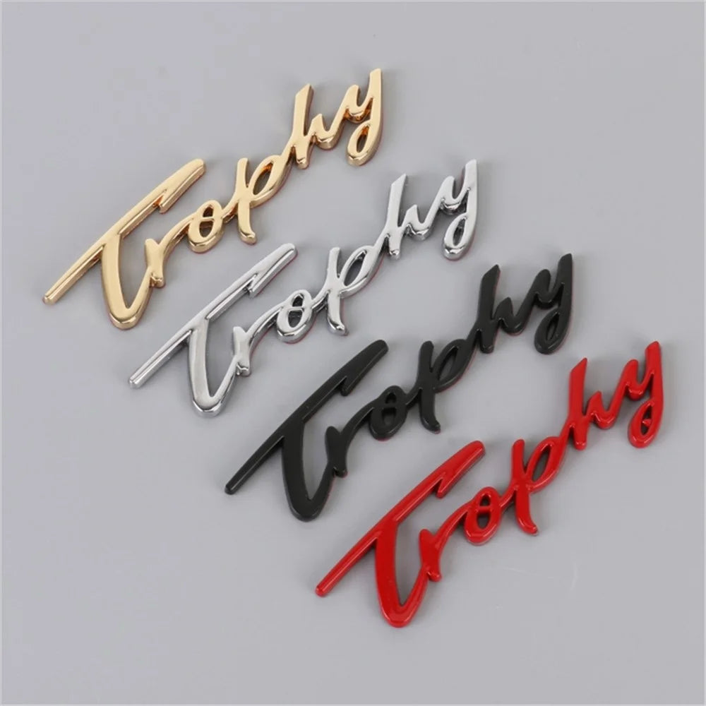 TROPHY Letter Aluminum Alloy Label Decor Self Adhesive Car Decal Sticker SUV Decoration - Silver - 6