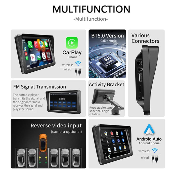 W505C 7" HD Touch Display Car Player with 8LED Camera 2.4G / 5G Dual Frequency FM Portable Car Player - 3
