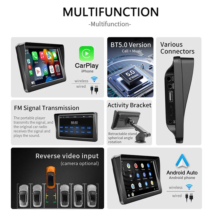 W505D 7.0" HD Touch Display Car Player with 12LED Camera 2.4G / 5G Dual Frequency FM Portable CarPlayer - 3