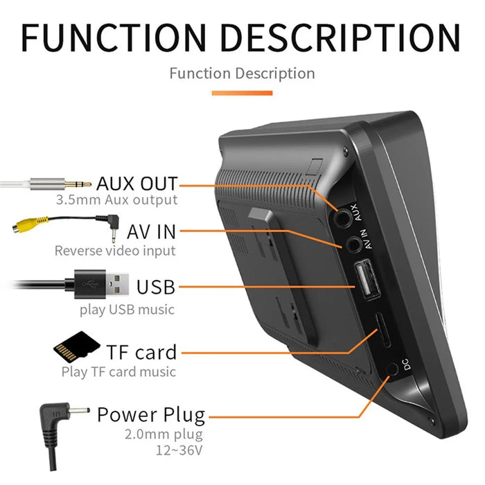 W505H 7-inch Bluetooth-compatible Car MP5 Player FM Radio Wireless CarPlay Reverse Image Display with 12 LED Camera - 7